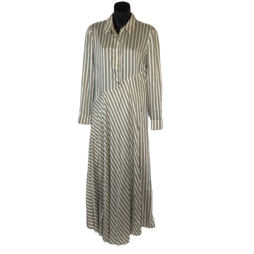 A.L.C. Long Shirt Dress Medium Black and Ivory Sample Set A6D0130 USA Womens - Picture 1 of 11